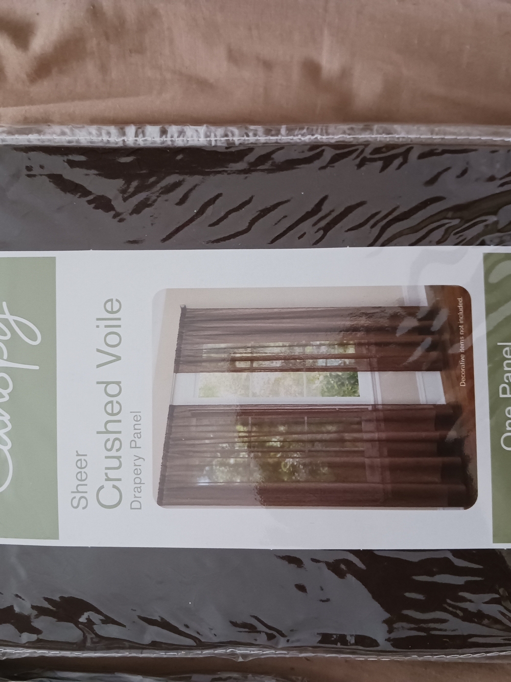 Sheer Crushed Voile Drapery Panel - Brown